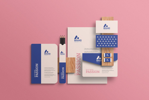 دانلود موکاپ PSD ست اداری به همراه دفتر و بروشور و پاکت نامه و کارت ویزیت مناسب برای طرح های برند سازی